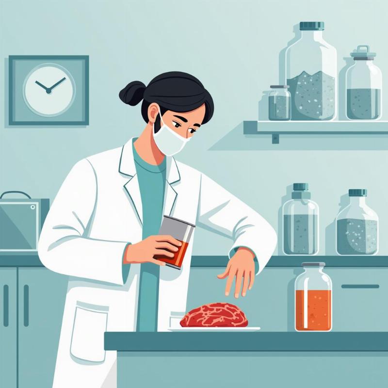 Hình ảnh minh họa kiểm nghiệm đồ hộp thịt đảm bảo chất lượng và an toàn vệ sinh thực phẩm.