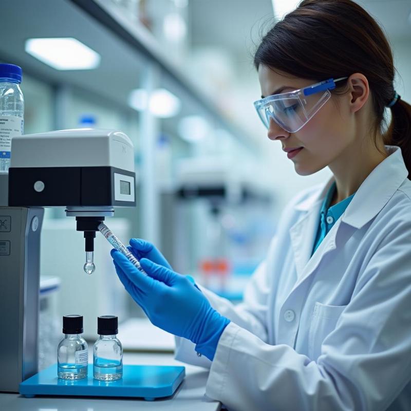 Chuyen gia newcenlab thuc hien quy trinh kiem dinh chat luong nuoc tinh khiet theo tieu chuan