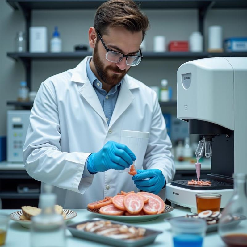 Hình ảnh minh họa quy trình kiểm nghiệm đồ hộp cá tại phòng thí nghiệm hiện đại