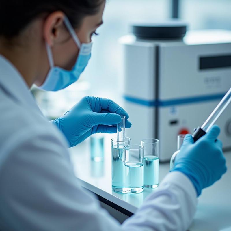 Hình ảnh quy trình phân tích kiểm nghiệm nước khoáng tại phòng thí nghiệm hiện đại Newcenlab.